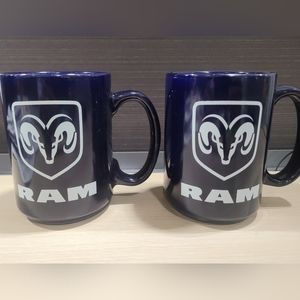 New Set Of Two High Quality Ceramic Ram Truck Branded Mug in Midnight Blue/White